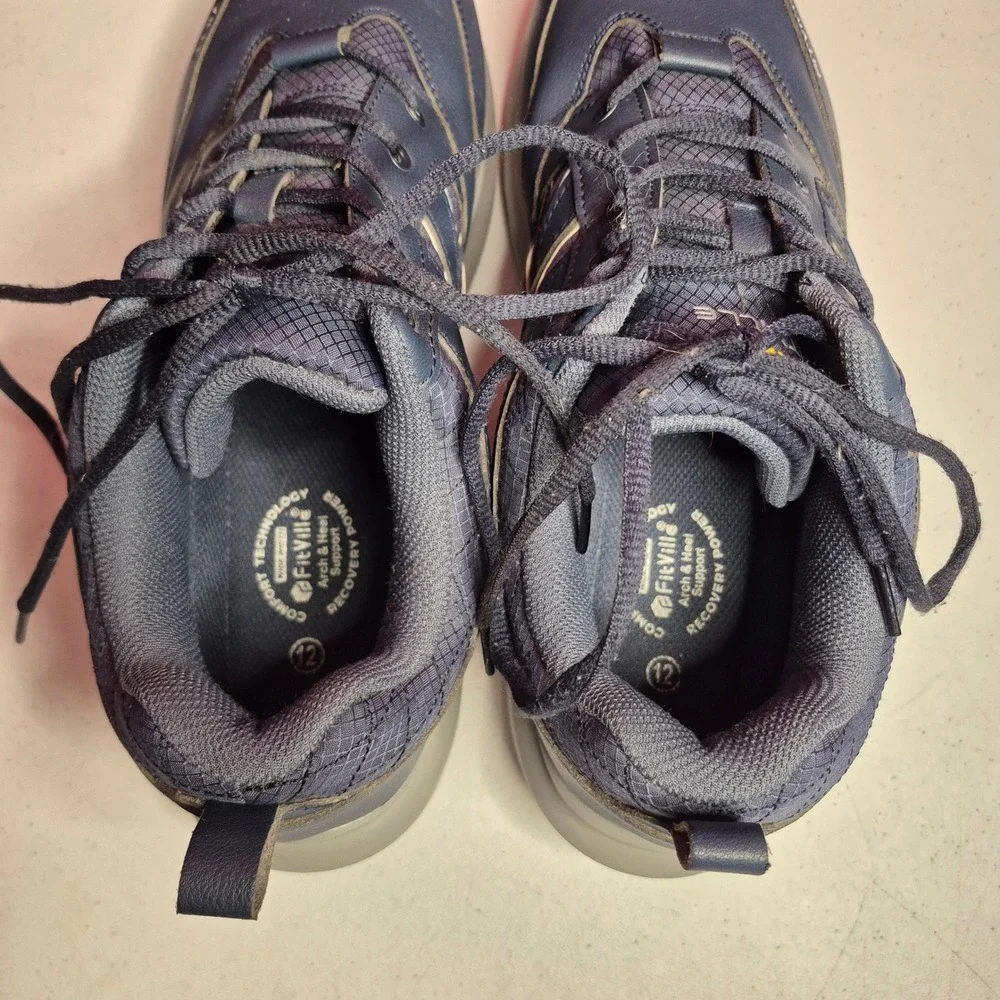 FitVille Walking Shoes Mens 12 Wide Rebound Core Navy Blue Comfort